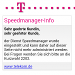Telekom Speed Manager deactivated