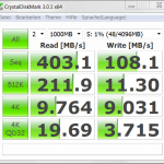 Un résultat CrystalDiskMark du SSD dans l'UX32Vd