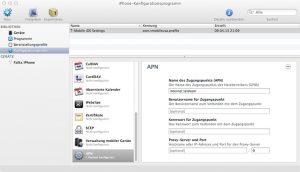 Anpassen des APN mit iPhone-Konfigurationsprogramm