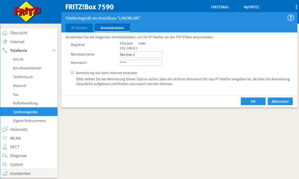 fritzbox fax config