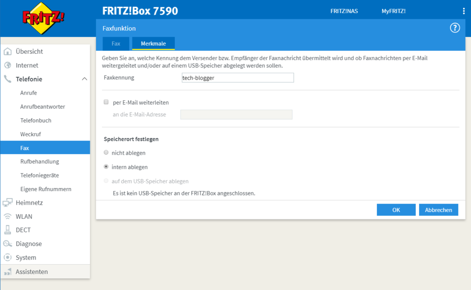 stockage de fax fritzbox