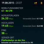 Speedtest iPad Air 2 LTE mit o2