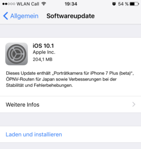 iOS 10.1 veröffentlich