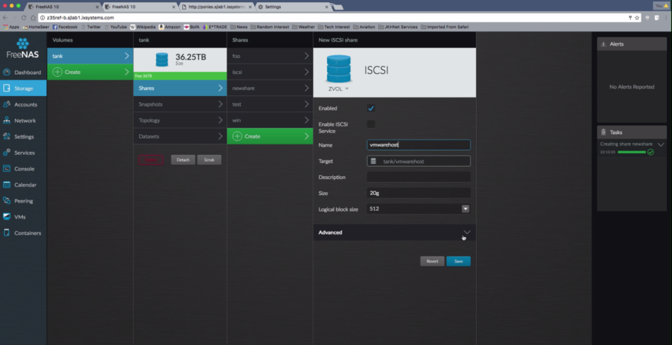 FreeNAS 10 Beta Oberfläche (Quelle: FreeNAS-Blog)