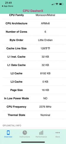 CPU DasherX shows the CPU clock on iPhones