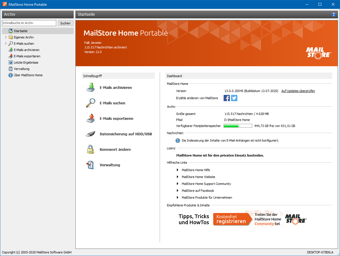 Email Archiving With Mailstore Home Portable Tech Blogger Net