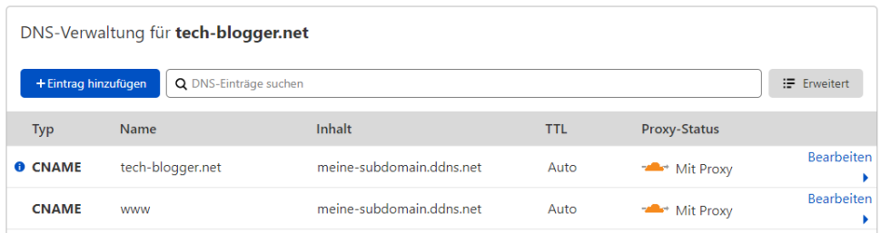 Wordpress-Blog zuhause hosten in 3 Schritten cloudflare dns