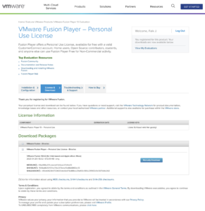 vmware fusion license download