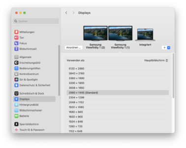 samsung viewfinity paramètres d'affichage macos